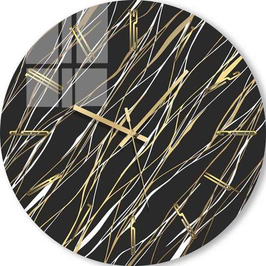 Glass clock - Lines on a black background, 40cm