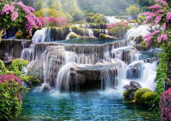 Wall Mural — A view of a beautiful waterfall.