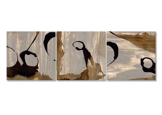 Tablou Pe Panza Multicanvas, Desene maro., 135 x 45