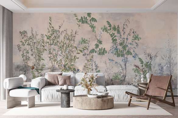 Wall Mural - Landscape with birds and plants