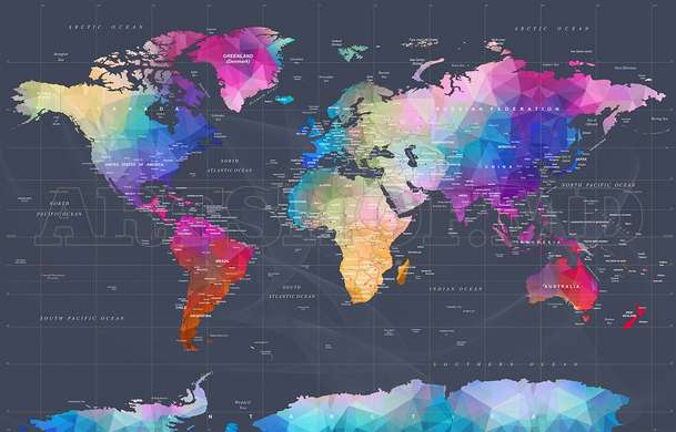 Wall mural - Colored world map