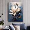 Poster - Beige magnolia on abstract background, 60 x 90 см, Framed poster on glass, Flowers