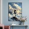 Poster - Ballerina on the background of clouds, 60 x 90 см, Framed poster on glass, Abstract