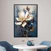 Poster - Beige magnolia on abstract background, 60 x 90 см, Framed poster on glass, Flowers