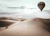 Poster - Hot air balloon over dessert, 90 x 60 см, Framed poster on glass, Nature