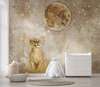 Wall Mural - Lion cub and moon with stars