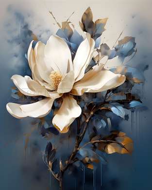 Poster - Beige magnolia on abstract background, 30 x 45 см, Canvas on frame, Flowers