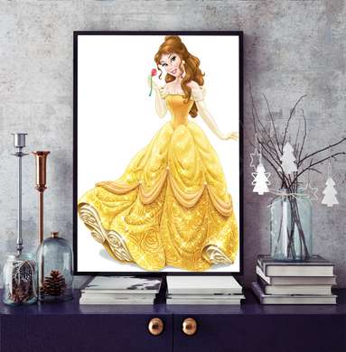 Poster - Prințesa Belle, 30 x 60 см, Panza pe cadru, Pentru Copii