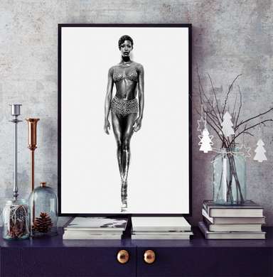Poster - Naomi Campbell, 30 x 45 см, Canvas on frame, Nude