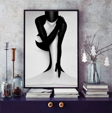 Постер - Черно-белый-Современный минимализм, 30 x 45 см, Холст на подрамнике, Черно Белые