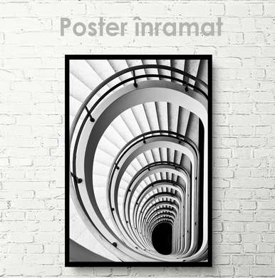Poster - Scările, 30 x 45 см, Panza pe cadru, Alb Negru