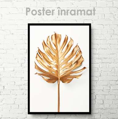 Poster - Golden Leaf, 30 x 45 см, Canvas on frame, Botanical