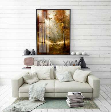 Poster - Autumn forest, 60 x 90 см, Framed poster on glass