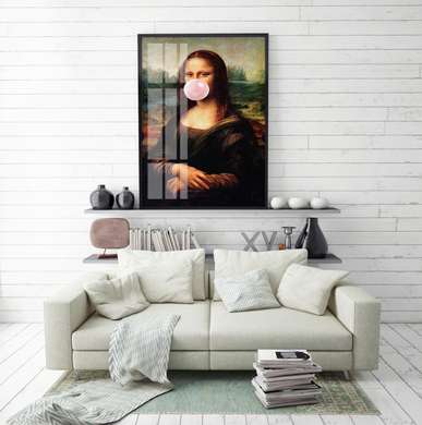 Poster - Mona Lisa inflates the balloon, 30 x 45 см, Canvas on frame