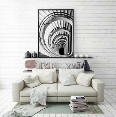 Poster - Steps, 30 x 45 см, Canvas on frame, Black & White