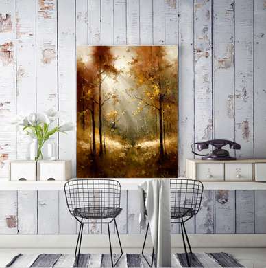 Постер - Осенний лес, 60 x 90 см, Постер на Стекле в раме