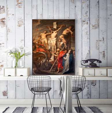 Poster - Crucifixion of Jesus Christ, 60 x 90 см, Framed poster on glass, Religion
