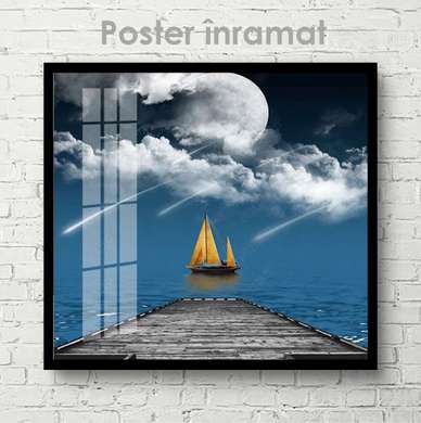 Poster - Yacht in the sea, 40 x 40 см, Canvas on frame