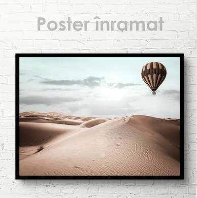 Poster - Balon peste desert, 90 x 60 см, Poster inramat pe sticla