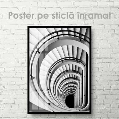 Постер - Ступени, 30 x 45 см, Холст на подрамнике, Черно Белые