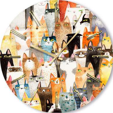 Glass clock - Cats, 40cm