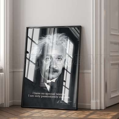 Poster - Albert Einstein, 60 x 90 см, Framed poster on glass, Famous People