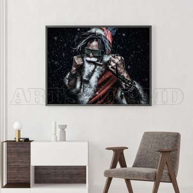 Poster - Santa Claus brutal, 90 x 60 см, Poster inramat pe sticla, Persoane Celebre