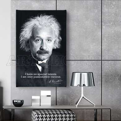 Poster - Albert Einstein, 60 x 90 см, Framed poster on glass, Famous People