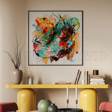 Poster - Multicolored abstraction, 100 x 100 см, Framed poster on glass, Abstract