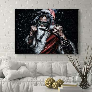 Poster - Santa Claus brutal, 90 x 60 см, Poster inramat pe sticla, Persoane Celebre