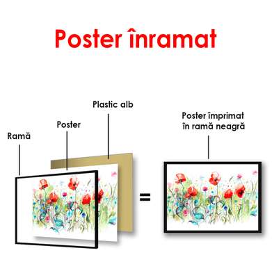 Постер - Нарисованная поляна, 90 x 60 см, Постер в раме, Минимализм