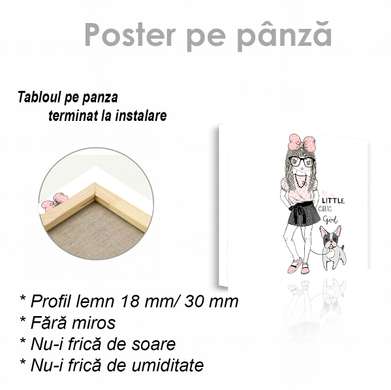 Poster - Fetitța cu câinele, 40 x 40 см, Panza pe cadru, Pentru Copii
