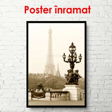 Poster - Parisul la răsărit, 45 x 90 см, Poster înrămat, Vintage