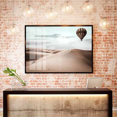 Poster - Hot air balloon over dessert, 45 x 30 см, Canvas on frame