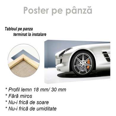 Poster - Gray Mercedes, 60 x 30 см, Canvas on frame