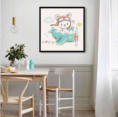 Poster - Teddy bear pilot, 40 x 40 см, Canvas on frame
