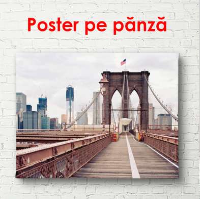 Poster - Podul Brooklyn, 90 x 60 см, Poster înrămat, Orașe și Hărți