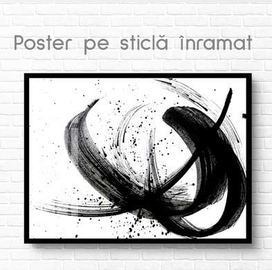 Poster - Linii negre, 45 x 30 см, Panza pe cadru, Abstracție