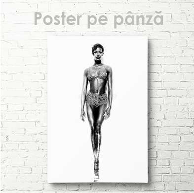 Постер - Наоми Кэмбэлл, 30 x 45 см, Холст на подрамнике, Ню