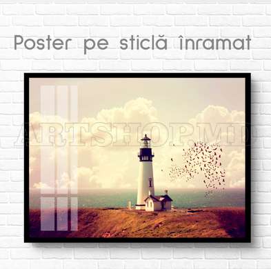 Poster - Far pe coastă, 45 x 30 см, Panza pe cadru, Natură