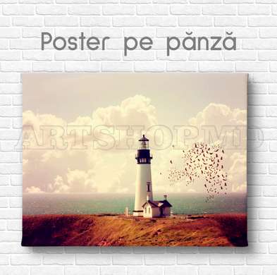 Poster - Far pe coastă, 45 x 30 см, Panza pe cadru, Natură