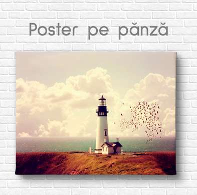 Poster - Lighthouse on the shore, 45 x 30 см, Canvas on frame