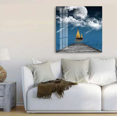 Poster - Yacht in the sea, 40 x 40 см, Canvas on frame