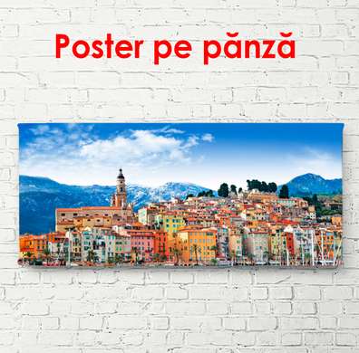 Постер - Пейзаж с красивым городом, 60 x 30 см, Холст на подрамнике, Города и Карты