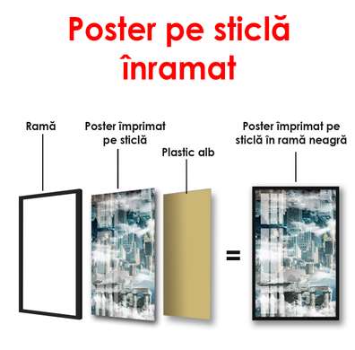 Poster - Istorie vs. Modernitate, 45 x 90 см, Poster inramat pe sticla, Orașe și Hărți