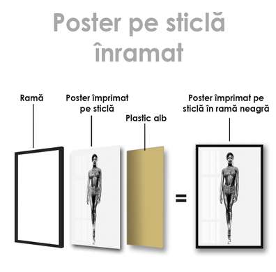 Poster - Naomi Campell, 30 x 45 см, Panza pe cadru, Nude