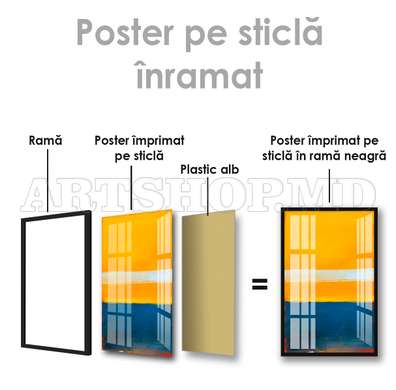 Poster - Minimalistic painting in paints, 60 x 90 см, Framed poster on glass, Abstract