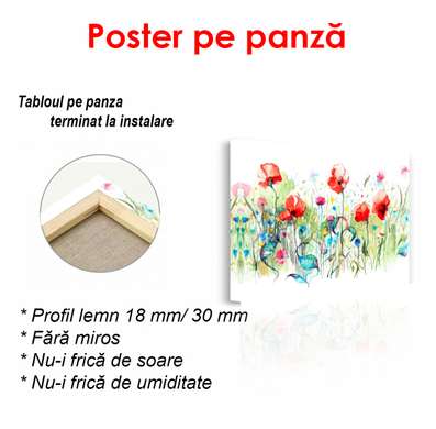 Постер - Нарисованная поляна, 90 x 60 см, Постер в раме, Минимализм