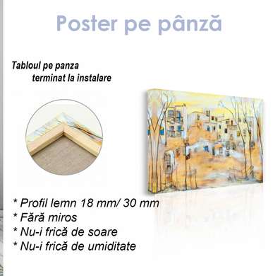Постер - Картина города в красках, 45 x 30 см, Холст на подрамнике, Города и Карты
