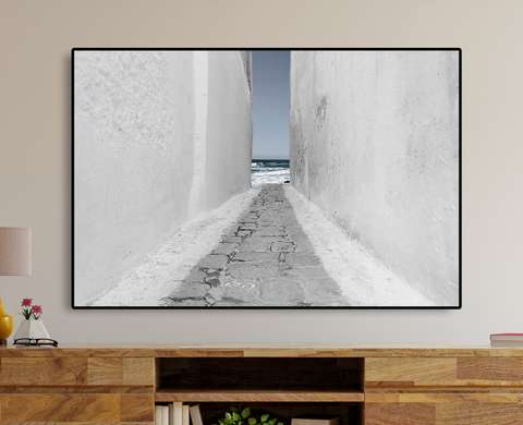 Poster - Path to the sea, 90 x 60 см, Framed poster on glass